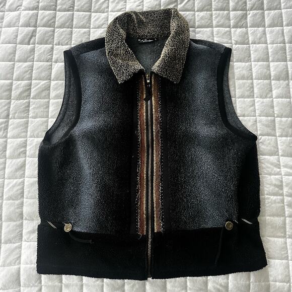 Vintage KD SPRING Womens Vest Large Gray Fleece Full Zip Lagenlook Artsy Boho - Picture 1 of 11
